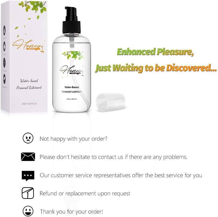 Water Based Personal Lubricant Parabens Free Clean and Non-Staining, Silky Smooth, Latex Compatible Sex Lube 8 Fl Oz