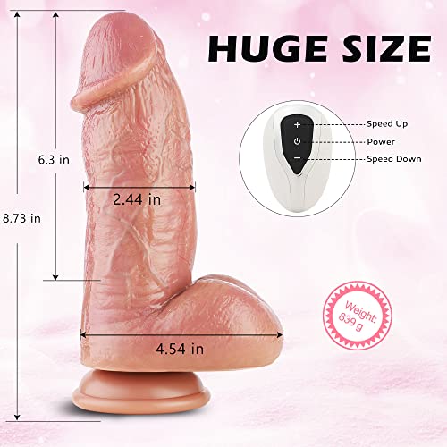 Thick Dildo Huge Dildo Giant Dildos with Remote Control for Machine, Fat Vibrating Soft Fantasy Dildo for Strap On, Lifelike Girth Penis with Strong Suction Cup for Woman