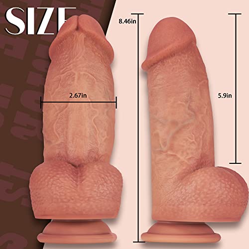 2.67'' Diameter Thick Huge Dildo, Realistic Silicone Dildos with Strong Suction Cup for Hands-Free and Anal Play, G-spot Giant Dildo Anal Sex Toys for Women and Men