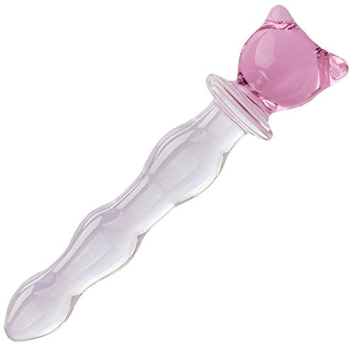 Crystal Glass Pleasure Wand Dildo Penis - AKStore - Bear/Cat, Pink