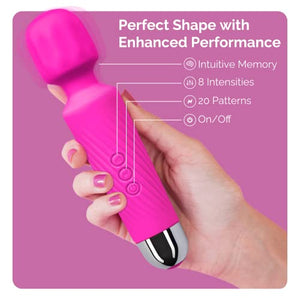 Rechargeable Vibrator - 20 Patterns & 8 Speeds -Hot Pink
