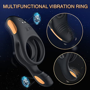 Vibrating Cock Ring with Clitoral Vibrator,10 Vibration Modes Penis Ring for Men, Medical Silicone Waterproof Sex Toys for Adult Couples