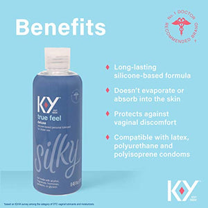 K-Y True Feel Deluxe Silicone Personal Lubricant for Sex Safe to Use with Natural Rubber Latex Condoms