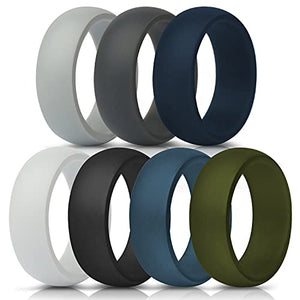 ThunderFit Silicone Wedding Ring for Men - 8.7mm Wide - 2.5mm Thick (Dark Grey, Light Grey, White, Black, Dark Teal, Dark Blue, Dark Olive Green - Size 9.5 - 10 (19.8mm))