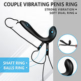 Couple Vibrator with Dual Penis Ring, 10 Vibrating Mode G-spot and Clitor Simulator 3 in 1 Vibrator Rechargeable Waterproof Adult Sex Toy with Remote Control for Couple