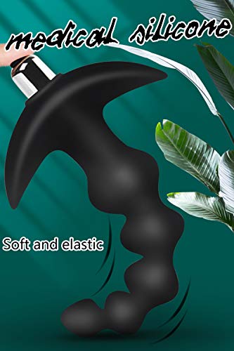 Vibrating Anal Beads Butt Plug - Flexible Silicone 16 Vibration Modes Graduated Design Anal Sex Toy Waterproof Bullet Vibrator for Men, Women and Couples