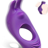Vibrating Cock Ring with Rabbit Design, Rechargeable Penis Ring Vibrator with 9 Vibration Modes, TIVINO Silicone Male Sex Toy for Man and Couple Play