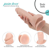 Pure Love 7.5 Inch Textured Silicone Dildo with Suction Cup, Beige Color, Adult Sex Toy