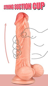 Realistic Dildo with Strong Suction Cup - 7.3 Inch Thick Dildo for Beginners & Deep Throat Training UTIMI Anal Sex