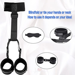 BDSM Adult Sex Toys for Couples Bondage Restraints Set Neck to Wrist - Behind Back Handcuffs Collar with Blindfold Adjustable Bondage Gear & Accessories, Bed SM Games Play Toys Couples Adult Sex Rope