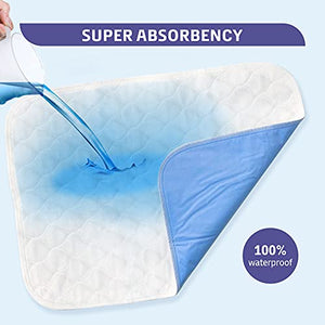 4 Pack Heavy Absorbency Bed Pad, Washable and Reusable Incontinence Bed Underpads 34"X36"