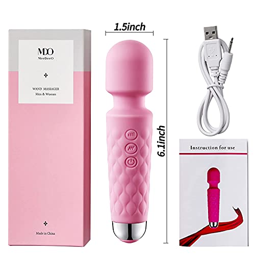 Powerful Wand Massager for Women with 8 Speeds 20 Vibration Modes USB Rechargeable Handheld Cordless Waterproof Personal Massager for Full Body Massager Relieve Muscle Stress Relaxing Body
