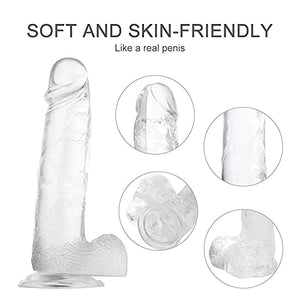 7.3 Inch Clear Dildo with Suction Cup for Hands-Free Play
