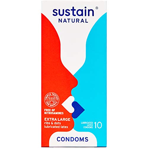 Sustain Natural Latex Condoms - Ultra Thin - FDA Cleared - Nitrosamine Free - Non GMO - Fair Trade - 10 Count - Men Guide Store