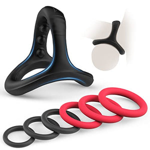 Silicone Penis Rings Set with 7 Different Sizes Cock Rings for Erection Enha