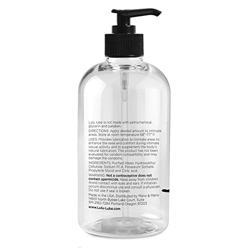 Lulu Lube Natural Water-Based Lubes for Men and Women. 16 oz.