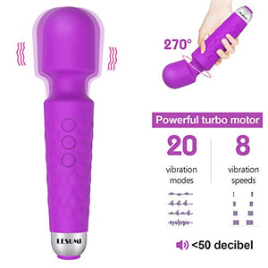 LESUMI Upgraded Personal Massager with Memory - Premium with 8 Speeds 20 Patterns and One-Click Recovery - Mini Handheld Powerful Rechargeable for Neck Back Stress Relief Relax Muscles (Purple)