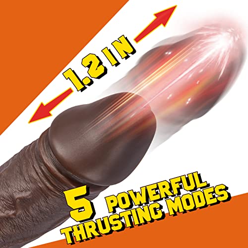 Thrusting Dildo Vibrator Sex Toy with 5 Powerful Thrusting Speeds&10 Vibrations, Black Realistic Vibrating Dildos for G-spot and Anal Stimulation, Lubisey Thick Vibrating Dildo for Women Masturbation