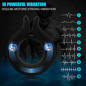 Vibrating Cock Ring,Lilecemie Penis Rings with 10 Vibration Modes,Rabbit Design Silicone Stretchy Couple Vibrator Erection Pleasure Enhance,Clitoral Stimulator for Women,Adult Sex Toys & Games for Men