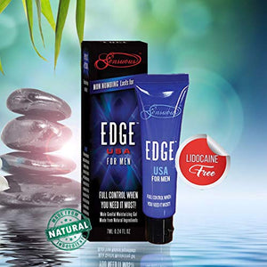 Edge Delay Gel. Ultimate Staying Power: Natural, Prolonging and Desensitizing Delay for Men. NO Lidocaine, Non-Numbing Long Lasting! Pocket Size Tube! (30 Applications)