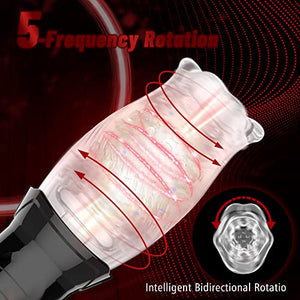 Automatic Male Masturbator Cup with 10 Vibrating & 5 Rotating Modes for Penis Stimulation, Electric Pocket Pussy Vagina Textured Blowjob Male Stroker Toy, Adult Oral Male Sex Toys for Men