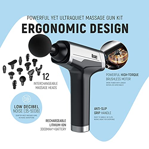 Massage Gun Deep Tissue, Handheld Electric Body Back Massager, High Percussion Muscle Massage Device for Athletes with 9 Speed & 12 Attachments