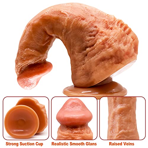 10 Inch Lifelike Silicone Dildo Adult Sex Toys for Women or Men, Thick Anal Dildos with Strong Suction Cup Realistic Penis with Curved Shaft and Balls for Throat Trainer and G-spot Stimulation