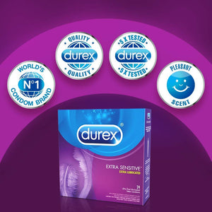 Condoms, Extra Sensitive & Extra Lubricated, Durex Condoms, 24 Count - Men Guide Store