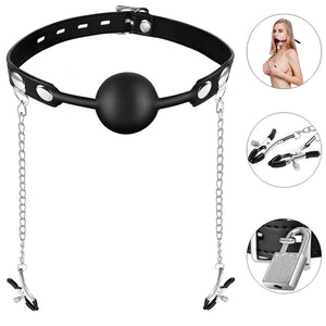 Utimi SM Nipple Clamps with Mouth Gag Fetish Fantasy Bondage Sets for Sex - Men Guide Store