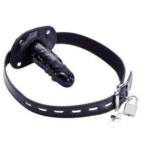 Dildo Penis Mouth Gag with Lock Bondage Leather Strap On BDSM - Men Guide Store