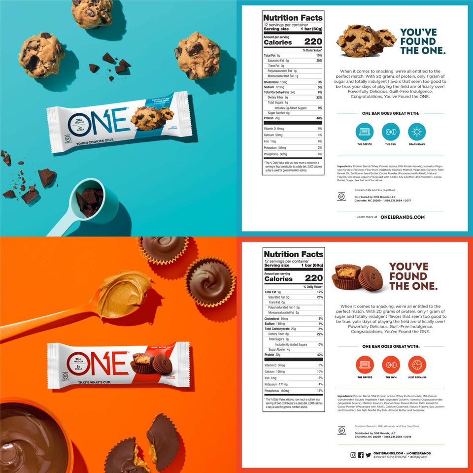 ONE Protein Bars, Chocolate Lovers Variety Pack, Gluten Free 20g Protein and only 1g Sugar, Dark Chocolate Sea Salt, Chocolate Chip Cookie Dough, Peanut Butter Cup & Almond Bliss, 2.12 oz (12 Pack) - Men Guide Store