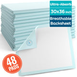 [48 Pack] Underpads 30 x 36 Disposable Ultra-Heavyweight Super Absorbent & Waterproof - Men Guide Store