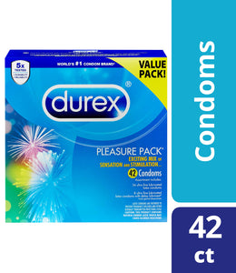 Durex Condom Pleasure Pack Assorted Condoms, 42 Count - Men Guide Store