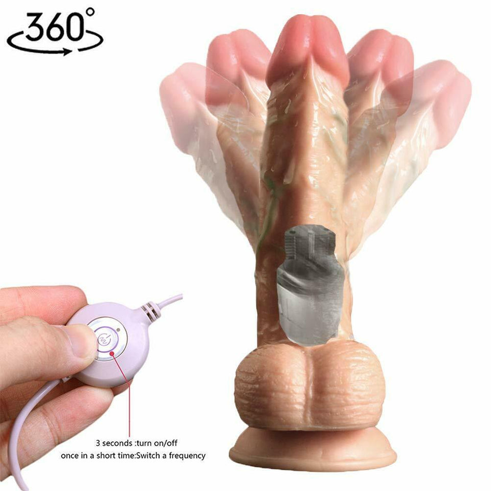 8 ROTATING MODES Vibrating Penis Dildo Vibrator Suction Cup G-spot Women Sex Toy - Men Guide Store