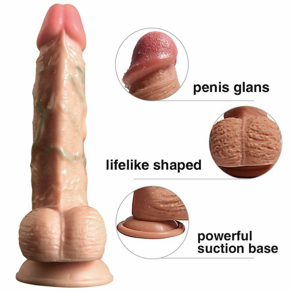 8 ROTATING MODES Vibrating Penis Dildo Vibrator Suction Cup G-spot Women Sex Toy - Men Guide Store