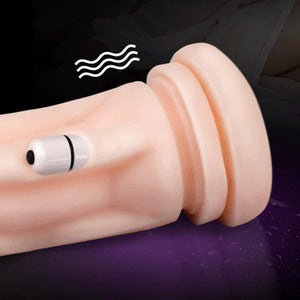 Adult Men 2 In 1 Vibrating Masturbator Cup Squeezable Vagina Sex Toy with Holder - Men Guide Store
