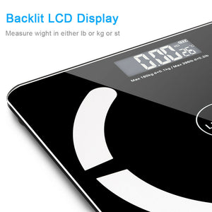Bluetooth LCD Digital Smart Scale Body Weight Fat BMI Bone Analyzer APP +Battery - Men Guide Store