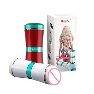 FOX Double Channel Male Masturbator Cup, Vagina Real Pussy And Anal - Men Guide Store