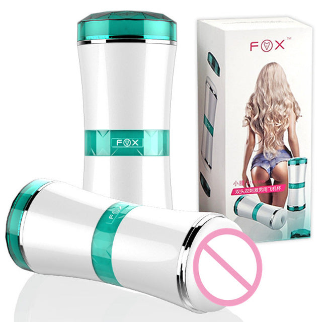 FOX Double Channel Male Masturbator Cup, Vagina Real Pussy And Anal - Men Guide Store