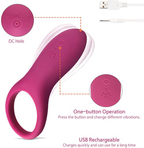 Full Silicone Vibrating Cock Ring Sex Toy for Male or Couples