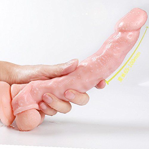 Penis Extender Girth Enhancer Realistic Sleeve Sheath Large Male 8 inch - Men Guide Store