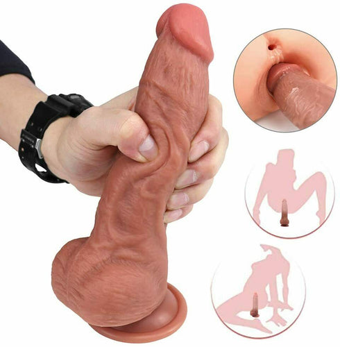 Realistic Big Penis Double Layer Silicone Cock Anal Vagina Sex Toy No Vibrators