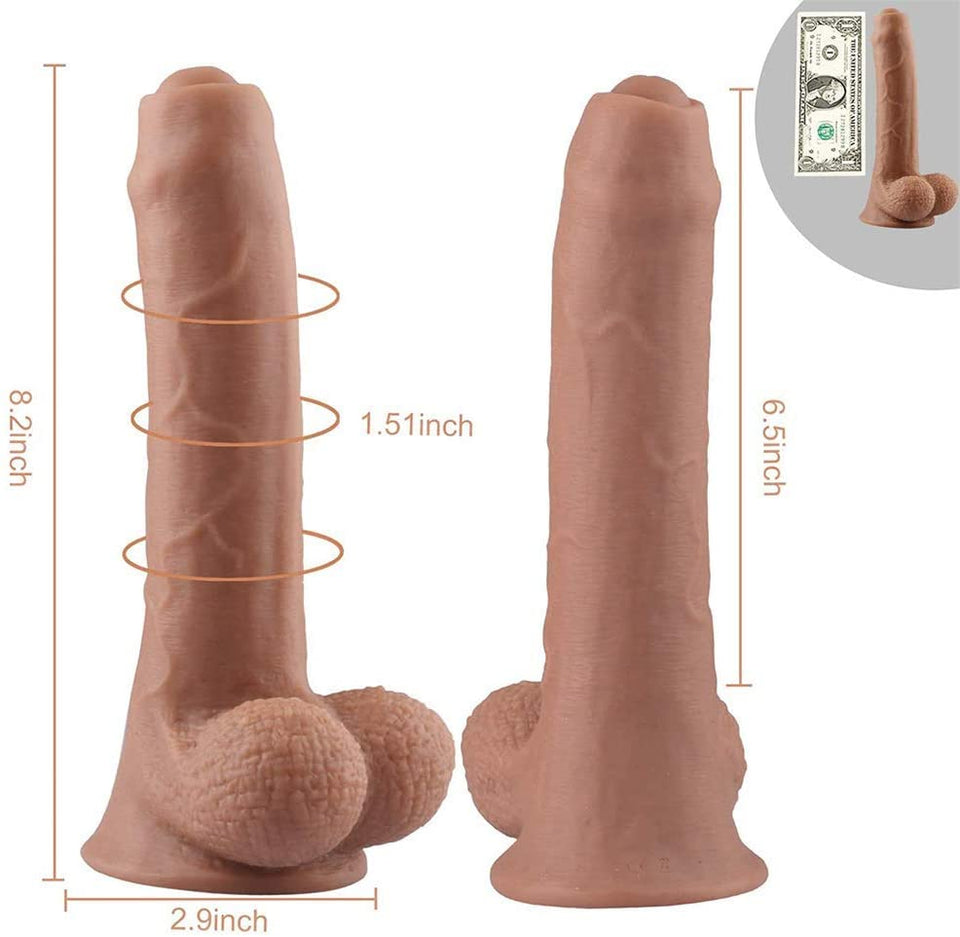Realistic Dildo with Suction Cup Base for Hands-Free Play 8inch