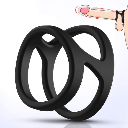 Silicone Dual Cock Ring, Premium Stretchy Longer Harder Erection