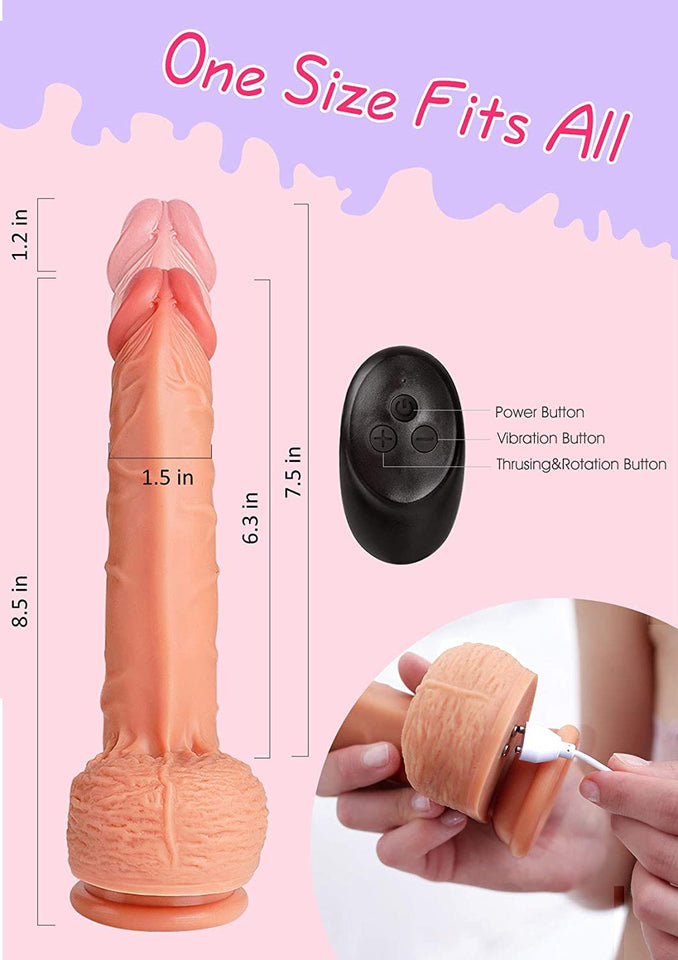 Thrusting Rotating Dildo Sex Toy for Women with 10 Vibration