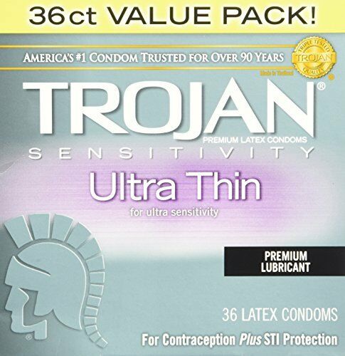 Trojan Sensitivity Ultra Thin Premium Lubricated latex Condoms 36 Ct Value Pack - Men Guide Store