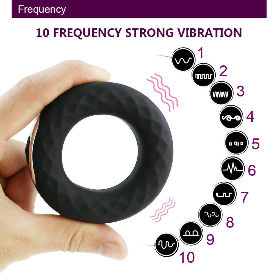 Vibrating Penis Cock Ring Clit Stimulator Couple Sex Toys For Men Rechargeable