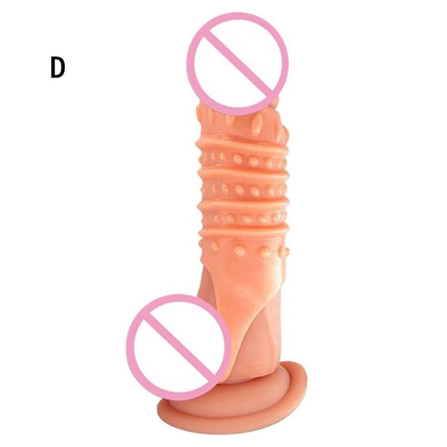 Zerosky New Style Penis Extension Sleeves Adult Sex Toys Solid Dead Reusable Condom For Man Penis Extender Delay - Men Guide Store