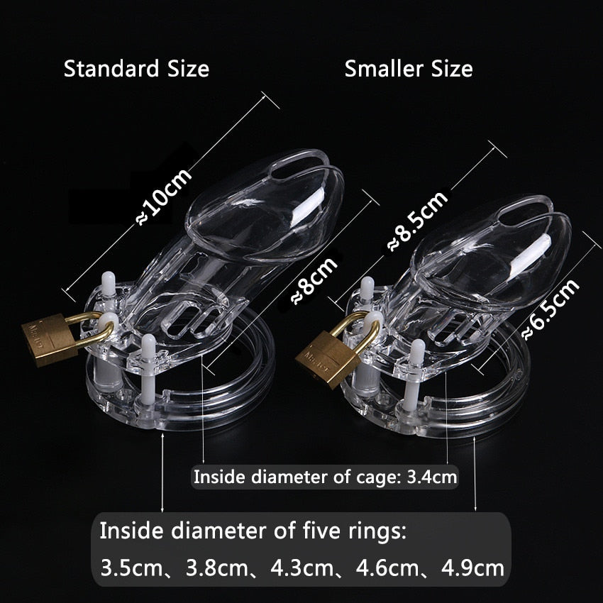 1 Set Plastic Male Chastity Device With Size Penis Ring Cock - Men Guide Store