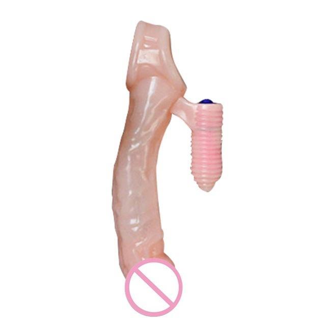 Zerosky Reusable Vibrator Condoms Extend Soft Dick Ring Male Penis Extension Sleeves Vibrating - Men Guide Store